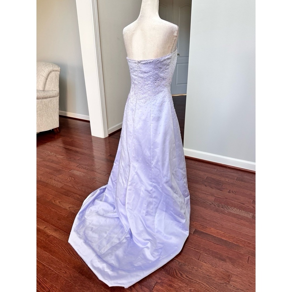 Vintage 2000s Strapless Beaded Embellished Lilac Purple Gown Dress Size 8 - Picture 7 of 12